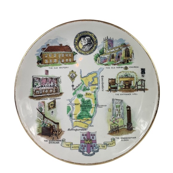 Royal Winton Other - Royal Winton Potteries Home of the Wesleys England Collector 8" Plate Gold Trim